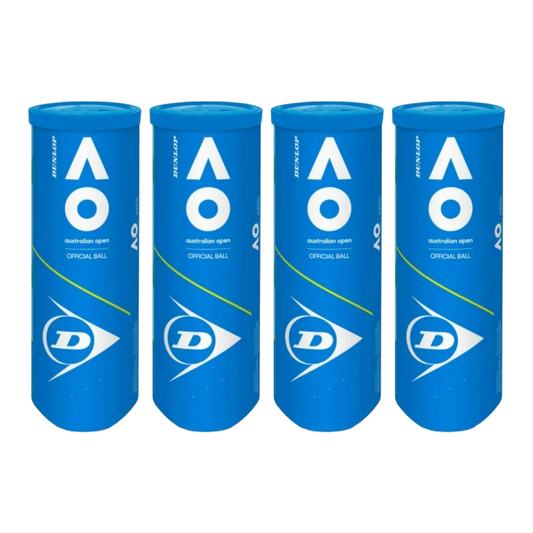 Pelotas Dunlop AO, pelota oficial del Australian Open, diseñada para máximo rendimiento.