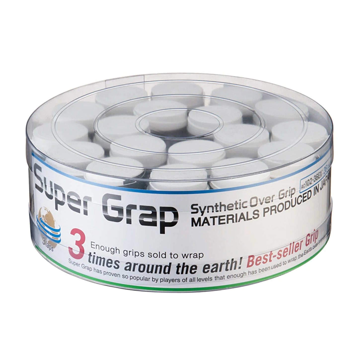 Jarro Overgrip Super Grap x36 en color blanco, diseño premium para mejor agarre.