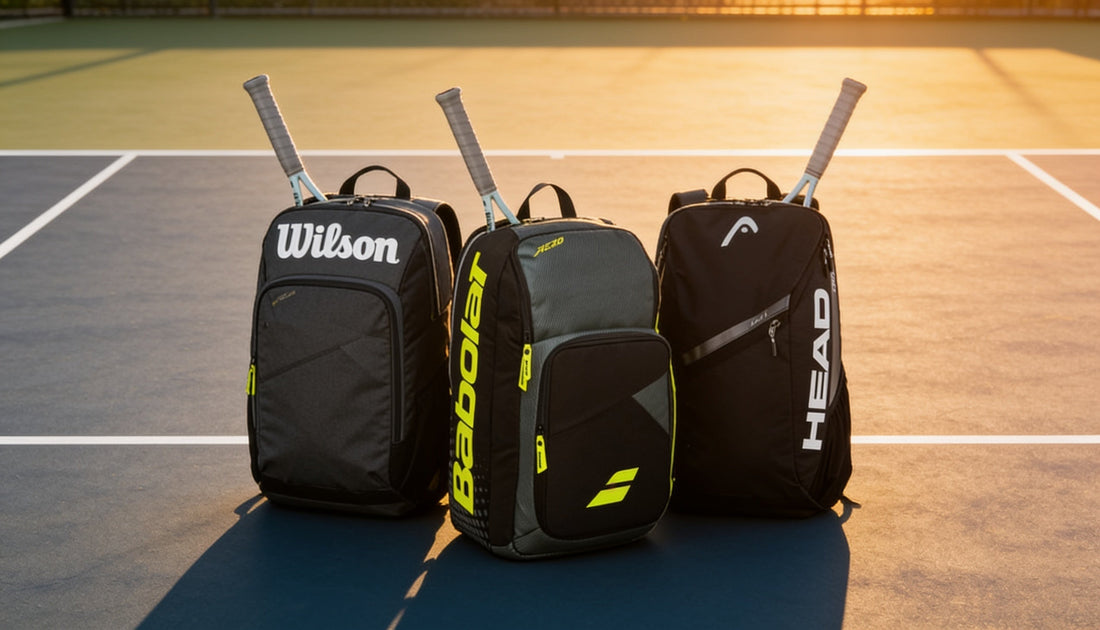 Mochilas de tenis Wilson Tour, Babolat Pure Aero y Head Tour en la cancha