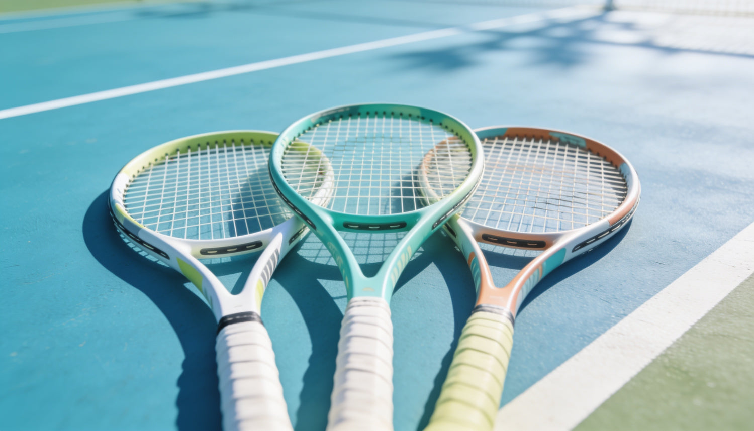 Raquetas de tenis livianas para principiantes en una cancha