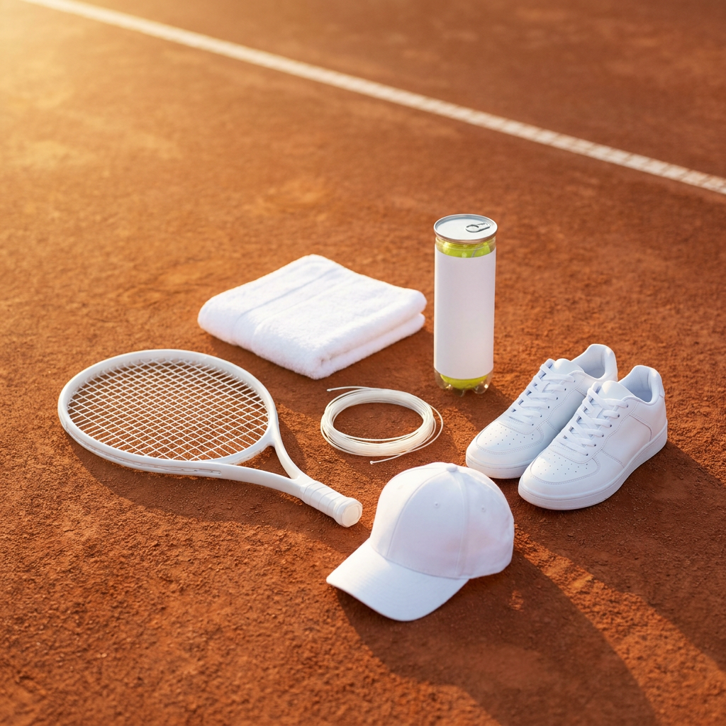 Ofertas de tenis CenterCourt — equipo completo de tenis sobre cancha de arcilla