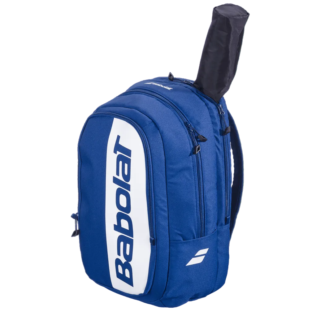 Mochila Babolat Court Backpack Hero azul con raquetas de tenis