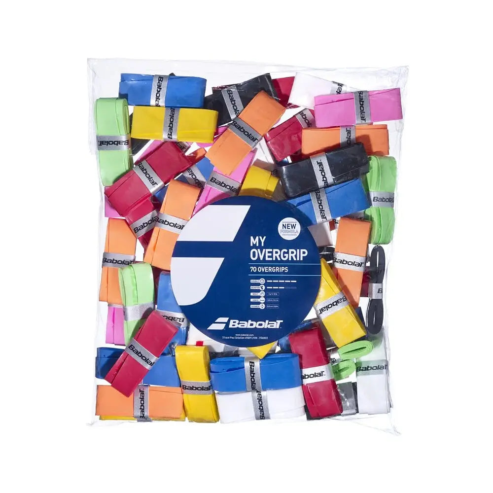 Paquete de overgrips Babolat MyGrip en diversos colores, perfectos para jugadores que buscan estilo y funcionalidad