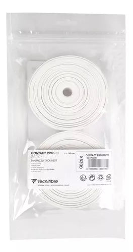 Overgrip Tecnifibre X30 Contact Pro blanco, agarre adherente y duradero.