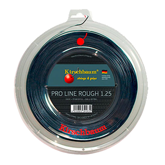 Rollo cuerda Kirschbaum Pro Line Rough 1.25 de 200m, spin y control para jugadores ofensivos.