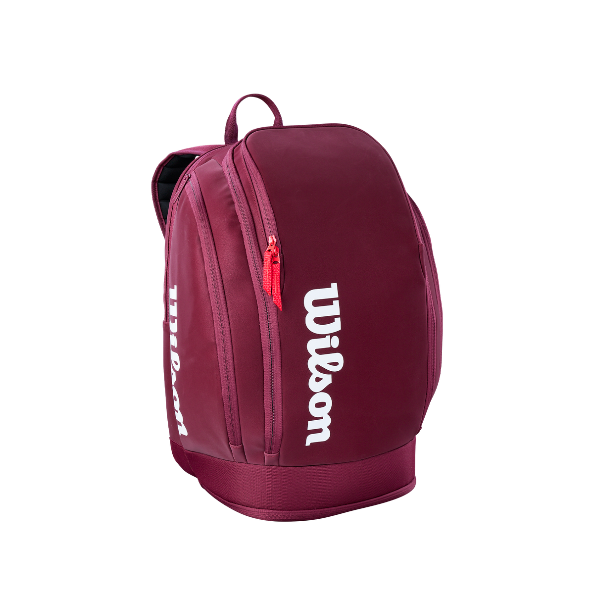 Mochila de tenis Wilson Defyer burdeo para 2 raquetas, vista frontal