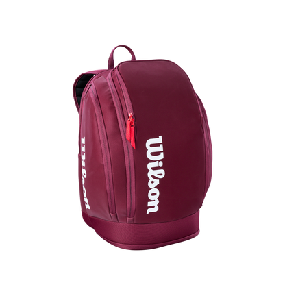 Mochila de tenis Wilson Defyer burdeo para 2 raquetas, vista frontal