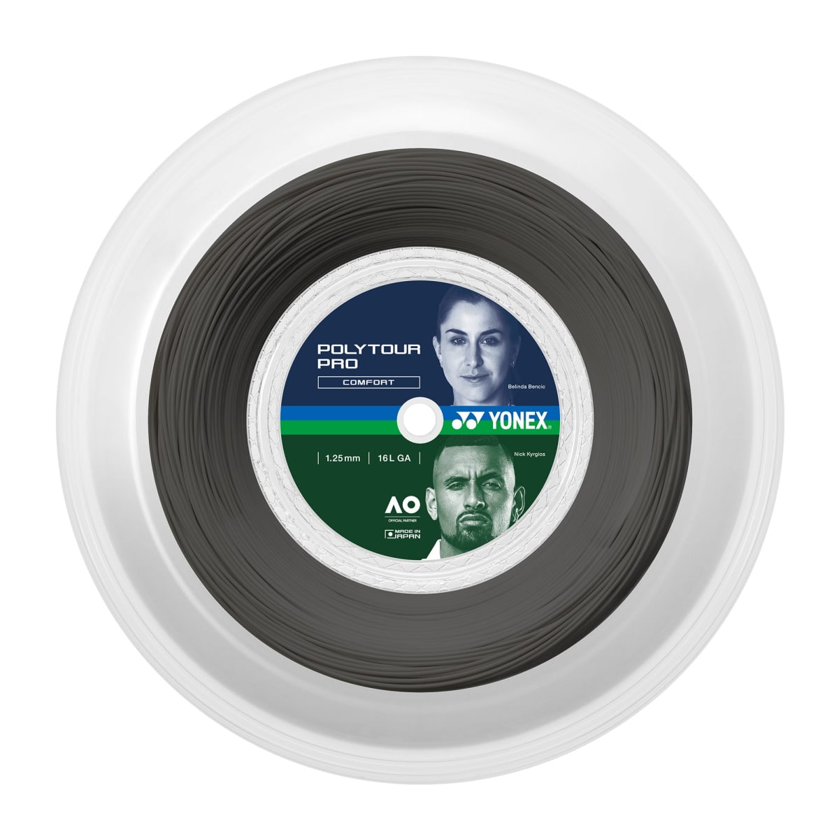 Rollo cuerda Yonex PolyTour Pro 1.25 de 200m, control y confort profesional.