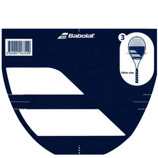 Stencil Babolat para marcar el logotipo en las cuerdas de la raqueta.