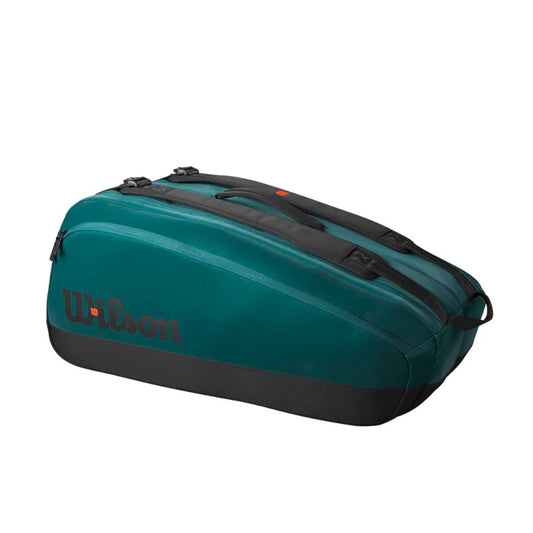 Bolso de Tenis Wilson Blade Super Tour V9 9 Pack en color verde esmeralda, capacidad para 9 raquetas.