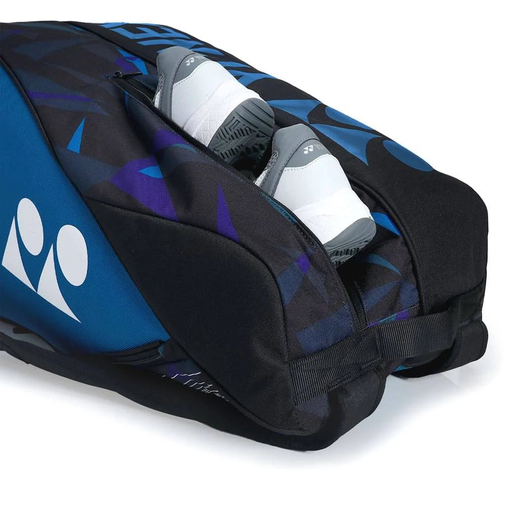Bolso Yonex Pro 9R en color azul, capacidad para 9 raquetas y diseño moderno