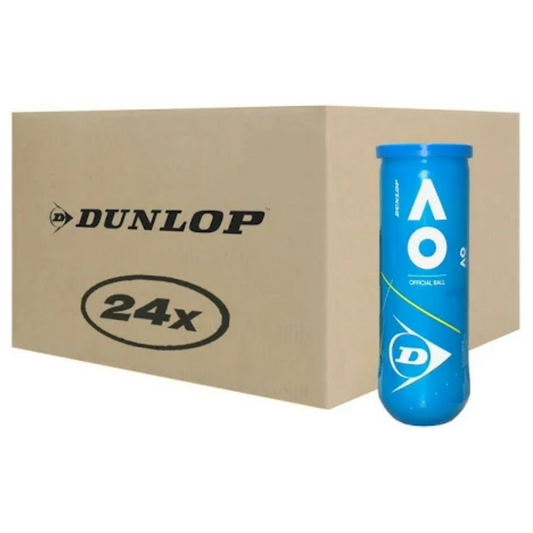 Caja de pelotas Dunlop Australian Open, alta calidad y rendimiento en todas las superficies.