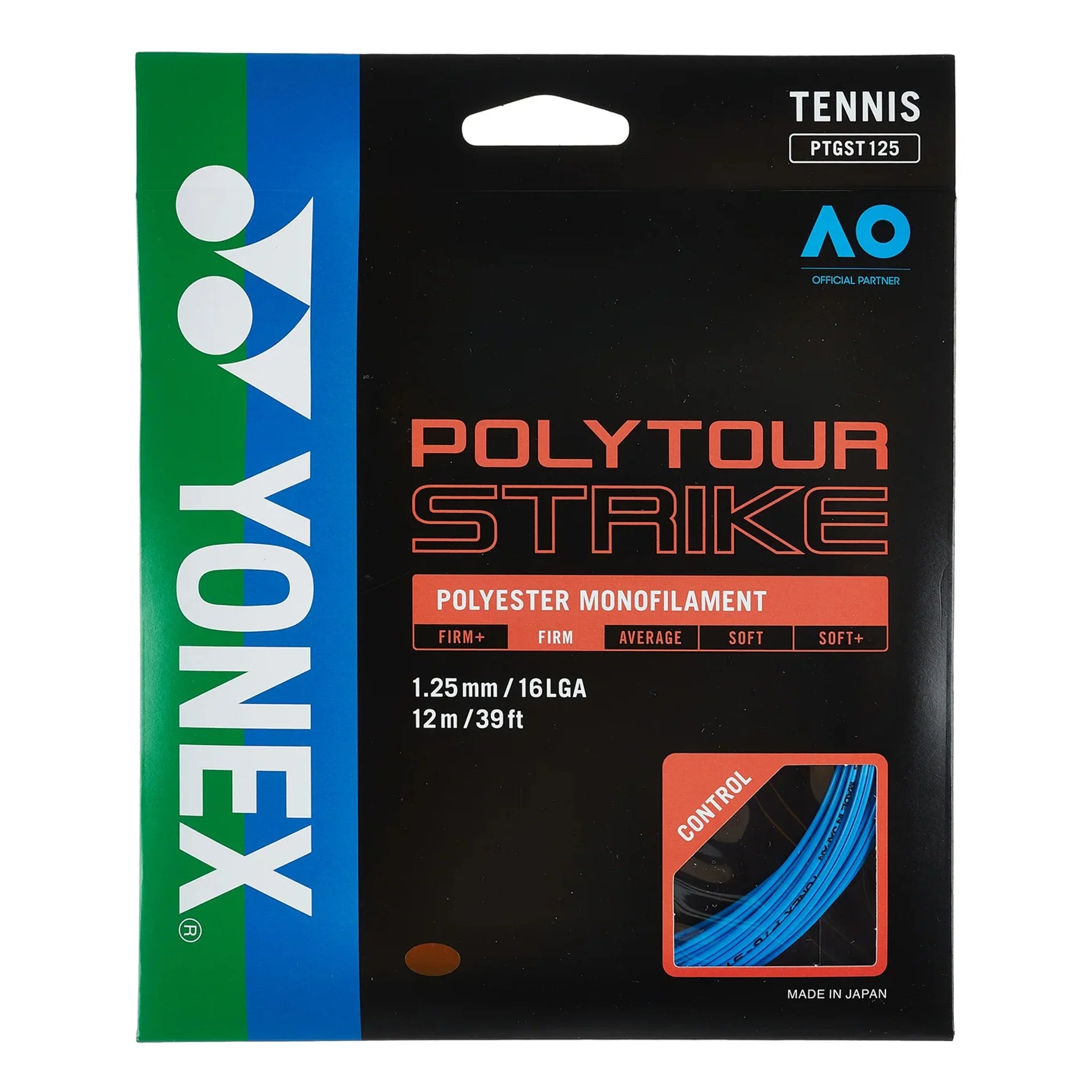 Yonex Polytour Strike 1.25 en color gris, diseñada para precisión y estabilidad