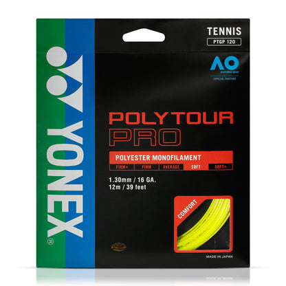 Yonex Polytour Pro 1.25 en color amarillo, diseñada para control y confort.