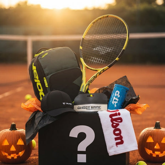 Mystery Box Halloween Caja Leyenda: caja negra con raqueta, mochila y accesorios de tenis