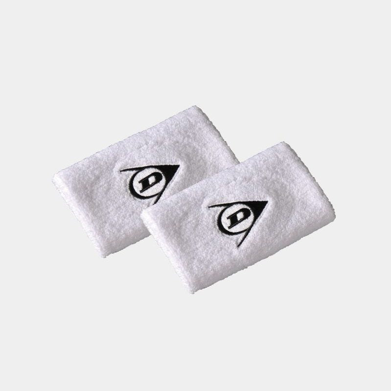 Pack de 2 muñequeras Dunlop Blancas, ideal para absorber el sudor en partidos y entrenamientos