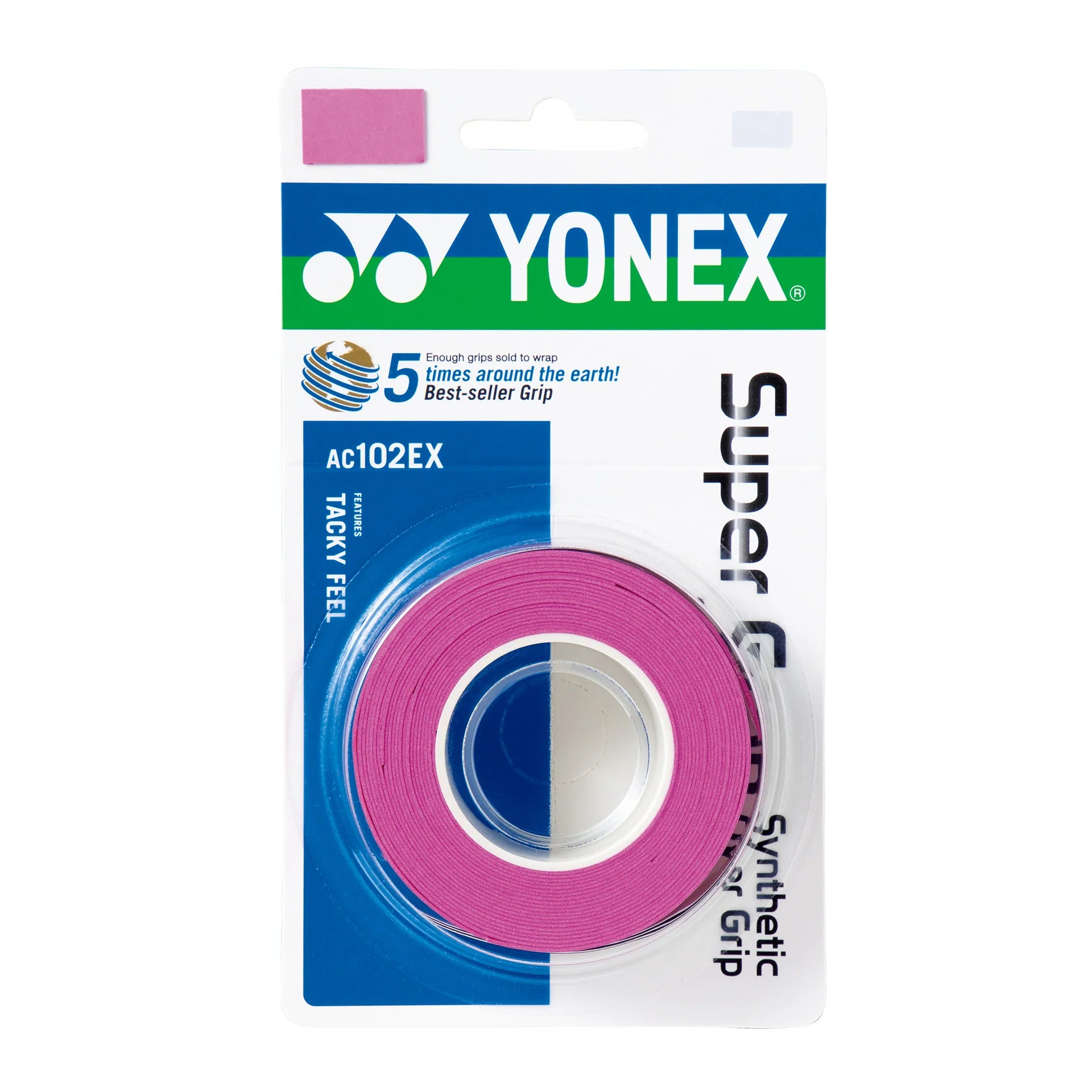 Paquete de 3 overgrips Yonex Super Grap X3 en colores, ideales para mejorar el agarre de la raqueta, proporcionando mayor control y comodidad.