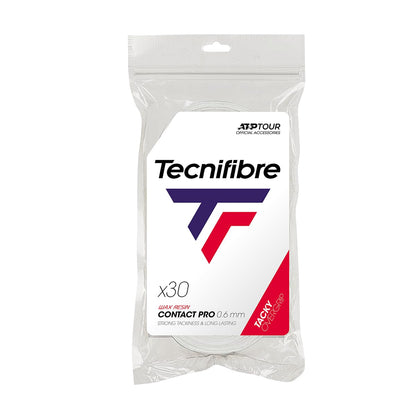 Overgrip Tecnifibre X30 Contact Pro blanco, agarre adherente y duradero.