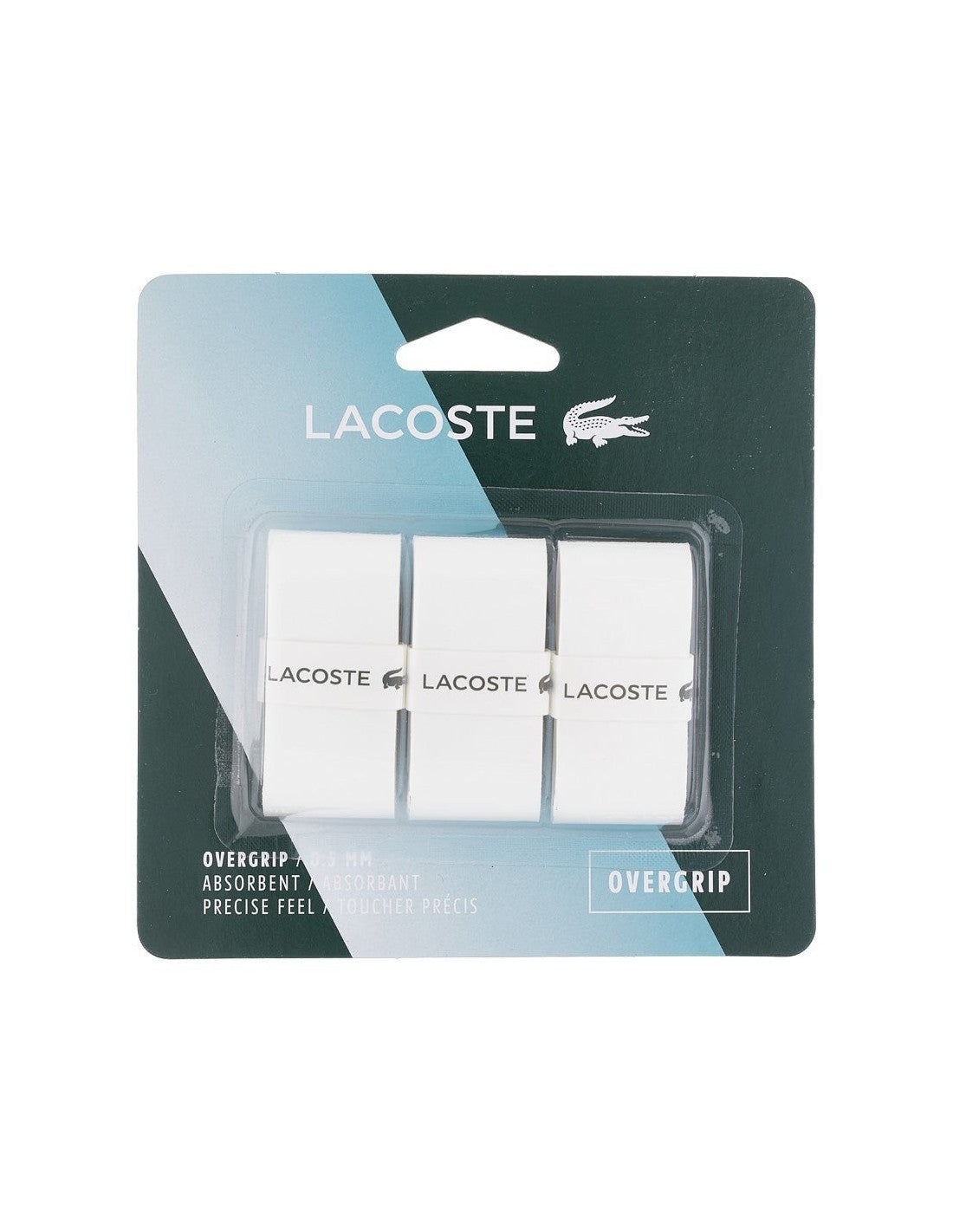 Overgrip Lacoste X3 Blanco, diseño elegante con máxima absorción y confort.