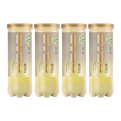 Pack de 3 pelotas Head Tour con tecnología Encore para mayor durabilidad.