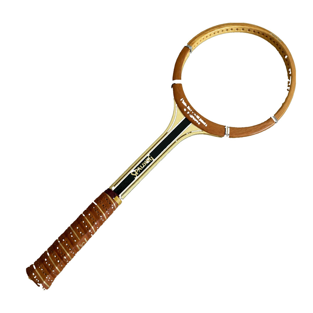 Raqueta de tenis antigua Spalding Pancho Gonzales Autograph de madera, años 70, original de fábrica y sin uso