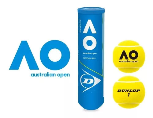 Envase plástico de pelotas Dunlop Australian Open, oficial del torneo.