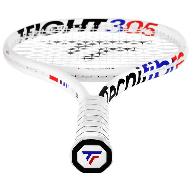 Raqueta Tecnifibre T-Fight 305 Isoflex con patrón 18x19 para mayor control y efectos.