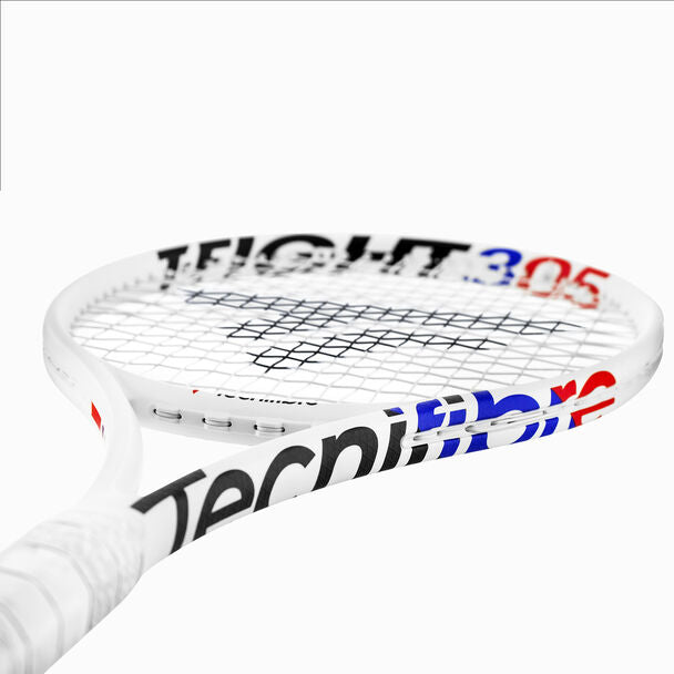 Raqueta Tecnifibre T-Fight 305 Isoflex con patrón 18x19 para mayor control y efectos.