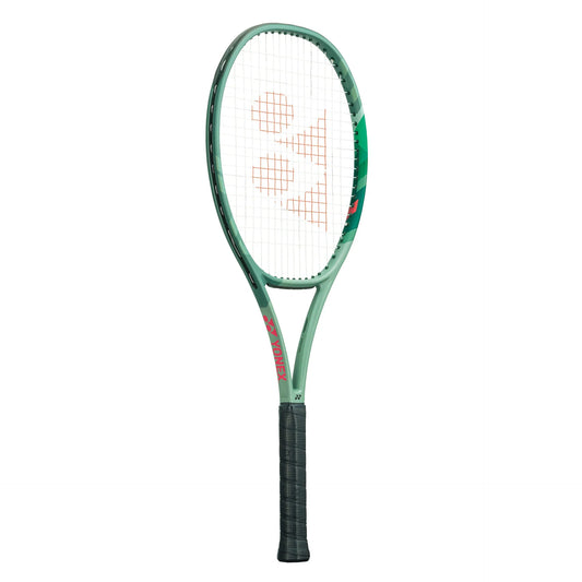 Raqueta Yonex Percept 97, color verde menta, diseñada para precisión y control.