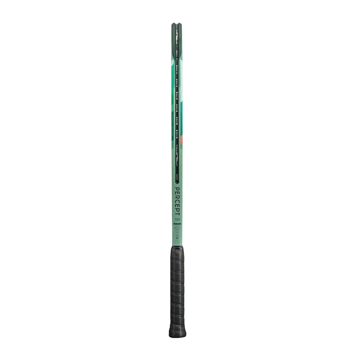 Raqueta Yonex Percept 97, color verde menta, diseñada para precisión y control.
