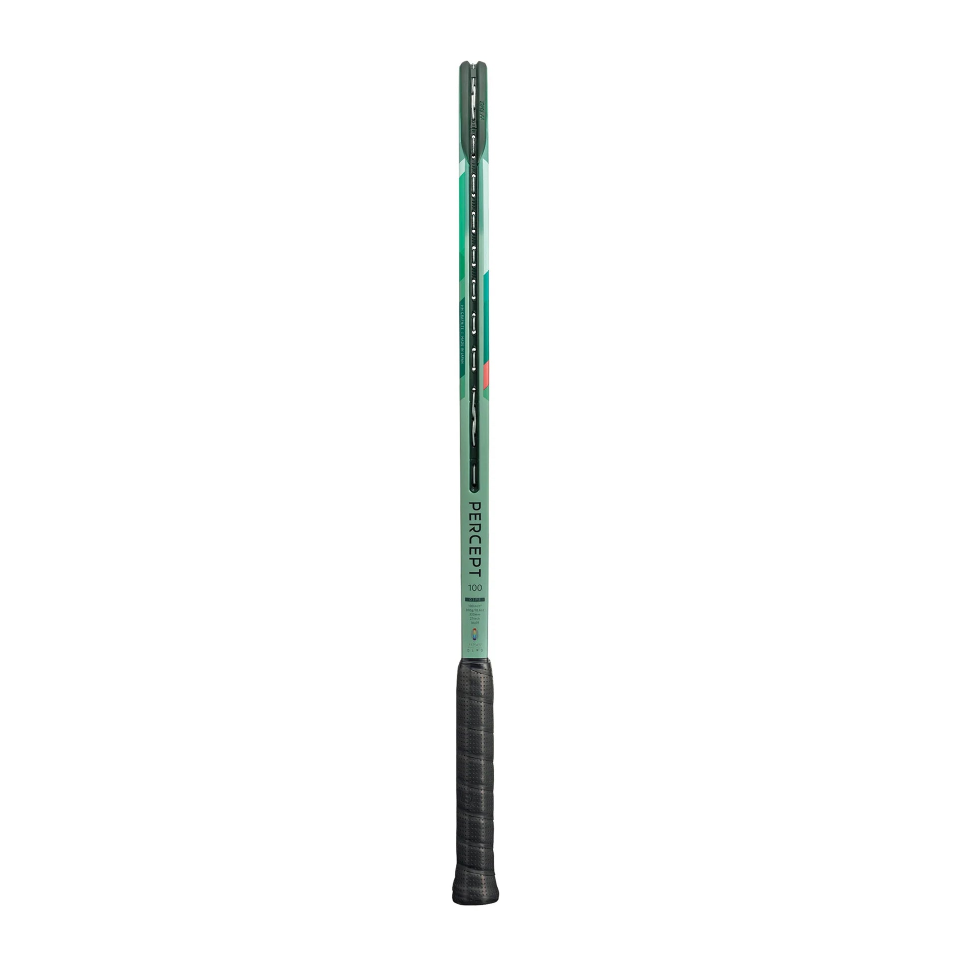 Raqueta Yonex Percept 97, color verde menta, diseñada para precisión y control.