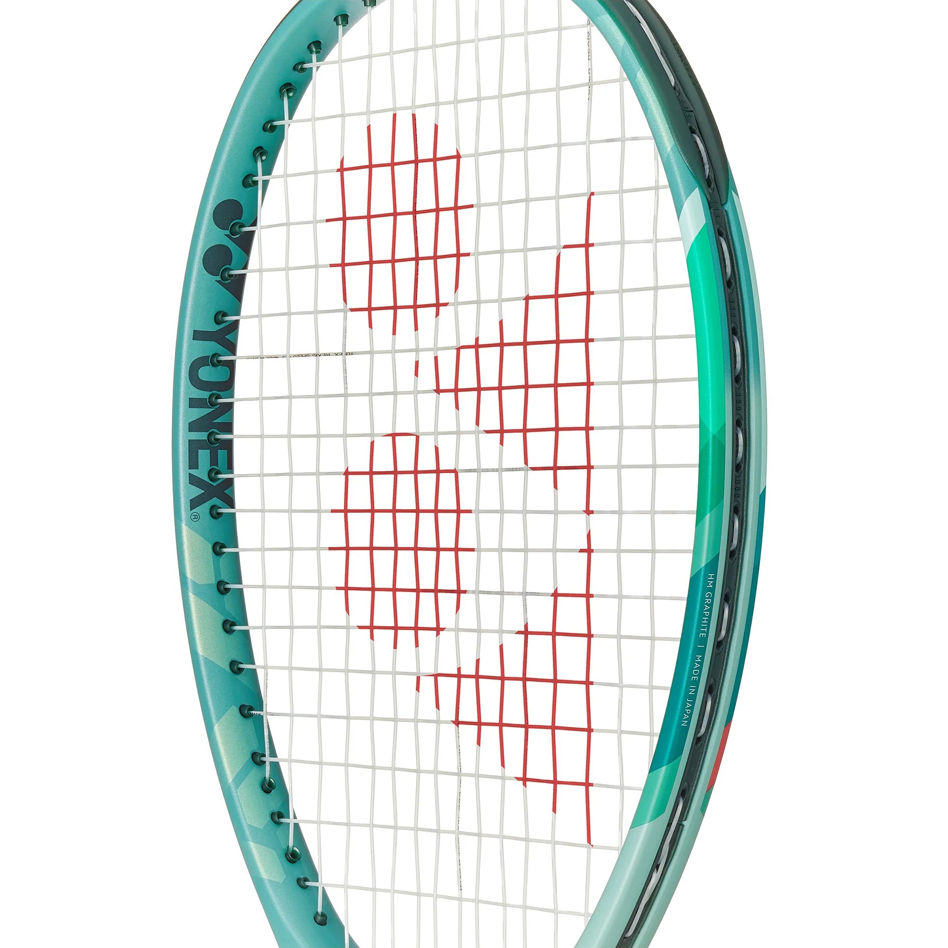 Raqueta Yonex Percept 97, color verde menta, diseñada para precisión y control.