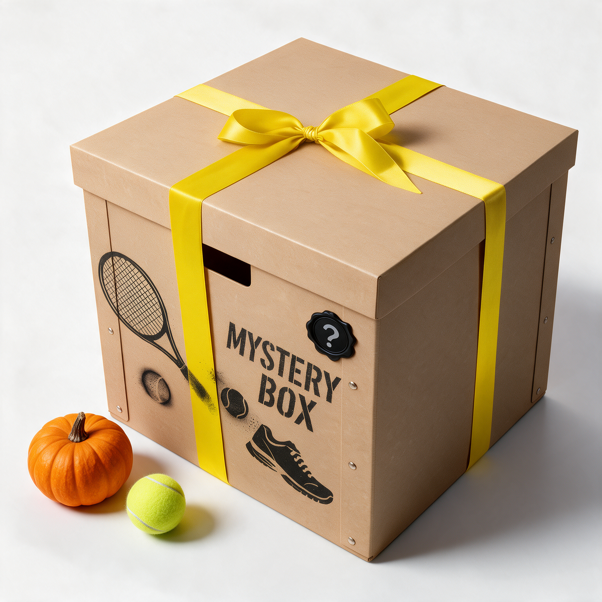 Mystery Box Halloween Caja Monstruo, caja de cartón grande con cinta amarilla