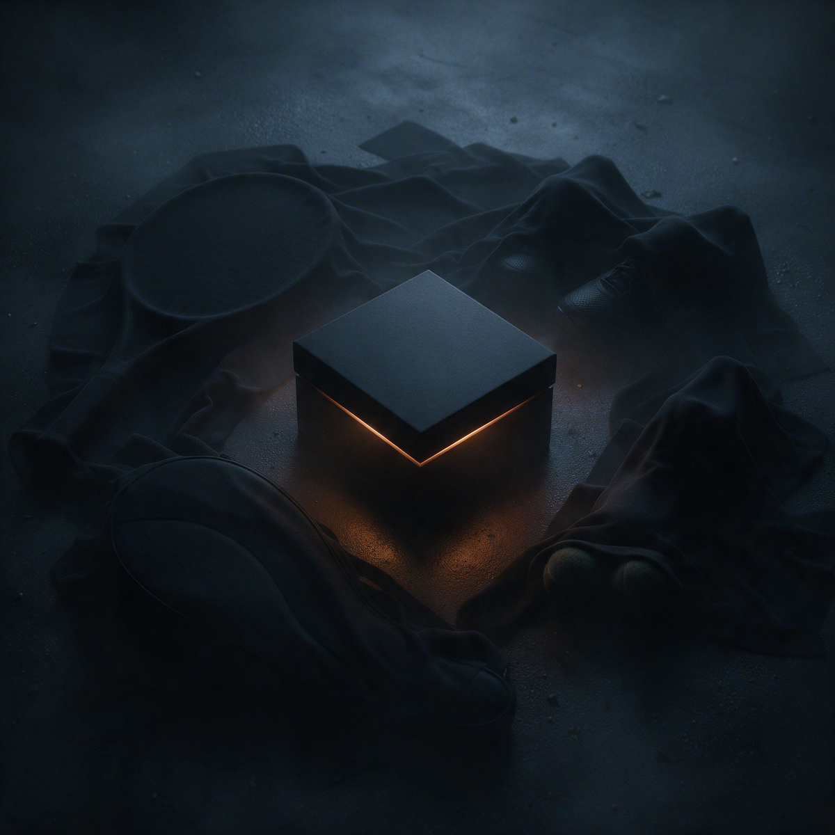 Mystery Box Halloween cerrada rodeada de productos de tenis cubiertos
