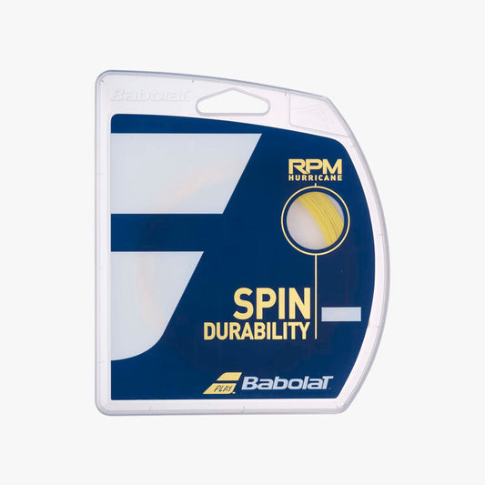 Set de cuerdas Babolat RPM Hurricane para máximo spin y control. Cuerdas Babolat RPM Hurricane de poliéster, ideales para golpes con efecto.