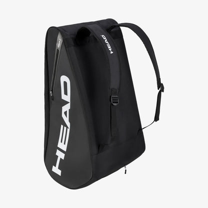 Bolso HEAD Tour XL en negro con capacidad para 12 raquetas y diseño ergonómico.