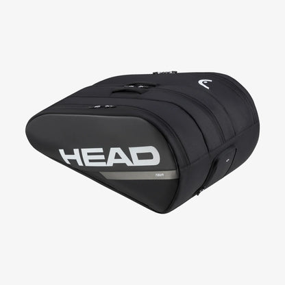 Bolso HEAD Tour XL en negro con capacidad para 12 raquetas y diseño ergonómico.